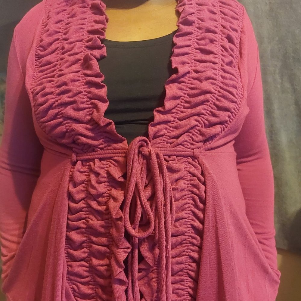 Magenta Ruffled Cardigan (Used)